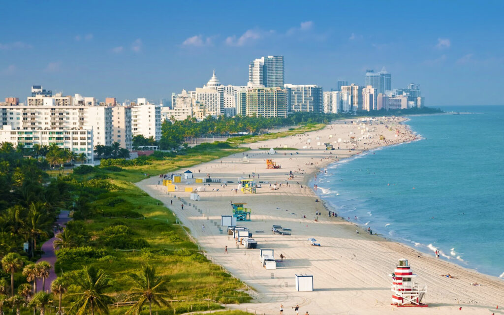 Aerial view of the South Florida coastline